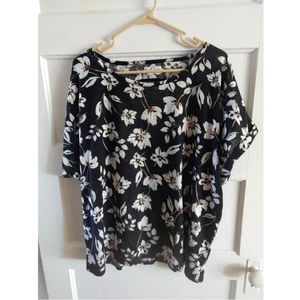 Black floral short sleeved top